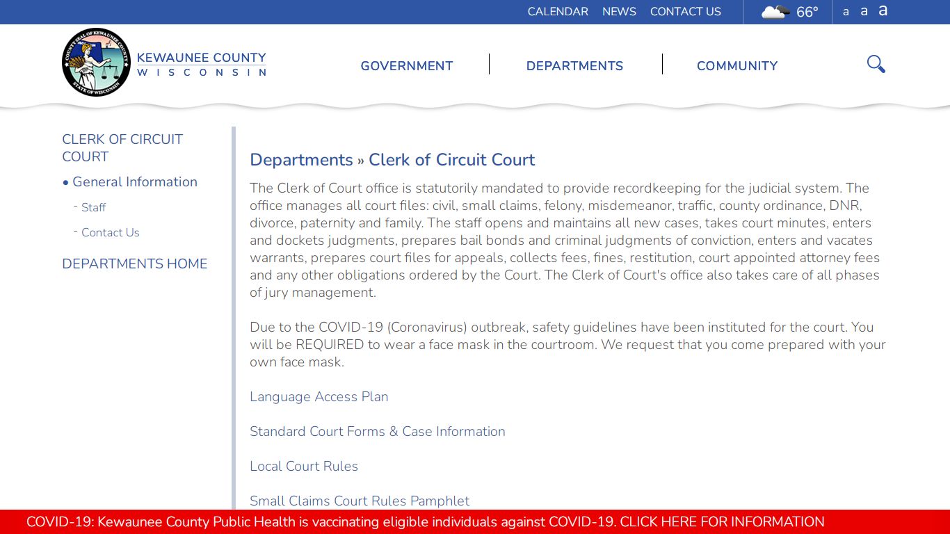 Kewaunee County » Departments » Clerk of Circuit Court